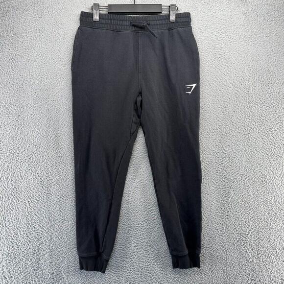 Gymshark Sweatpants Men's Small Black Joggers Cuffed Sweat Embroidered Gym Logo - Picture 1 of 10